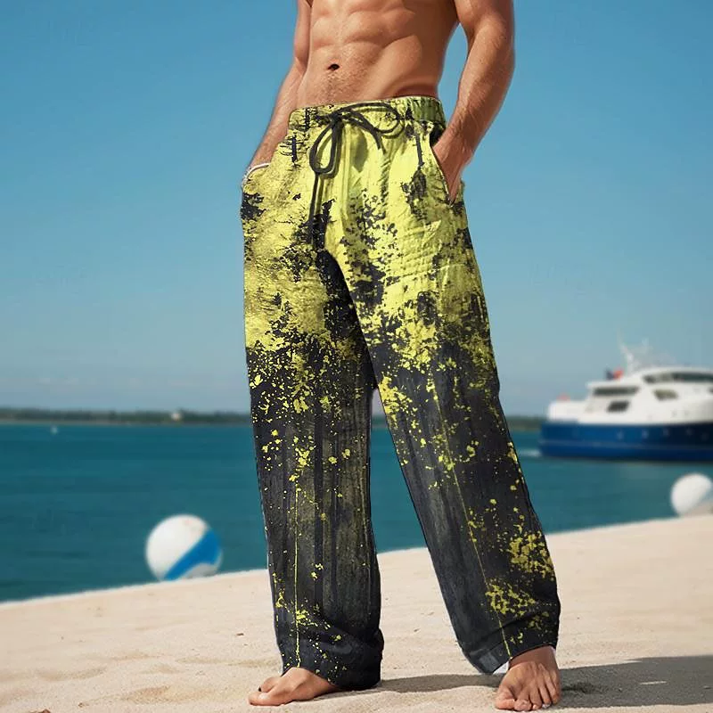 Новые летние гавайские пляжные брюки с 3D-печатью в европейском и американском стиле, мужские повседневные прямые брюки