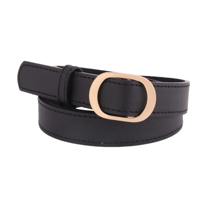 Cinturón Fino sin Agujeros Estilo Coreano para Mujer de Cuero PU con Hebilla Lisa para Pantalones