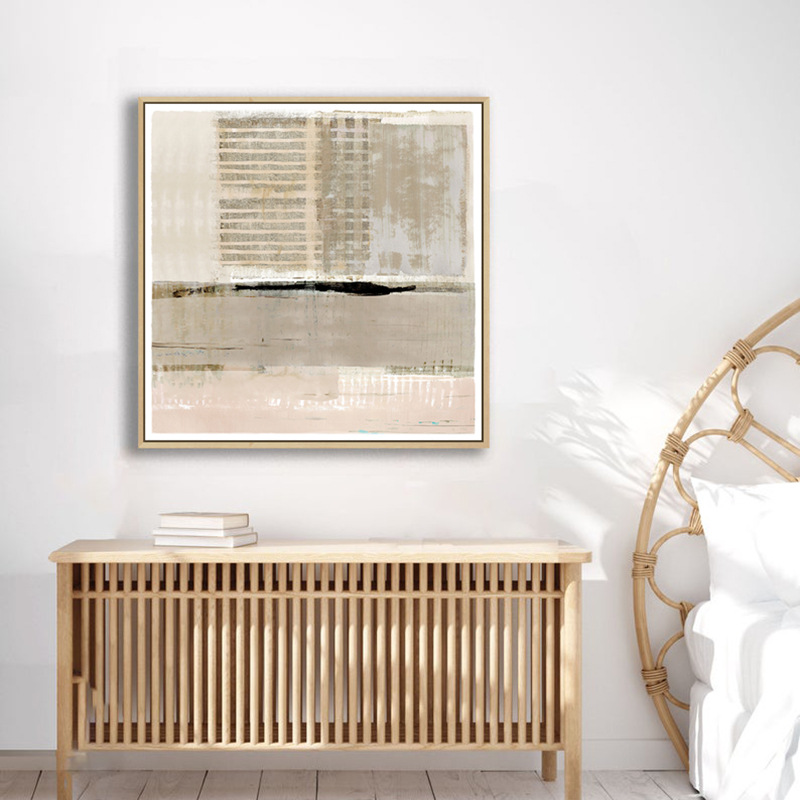 Wabi-Sabi Style Abstract Decorative Painting Hotel B&B Apartment Square Hanging Painting Oil Canvas Living Room Entrance Art Mural