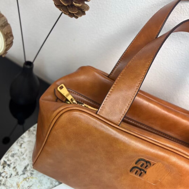 小众街拍款复古做旧油皮简约手提包手拎包波士顿慵懒风女包2025潮|undefined