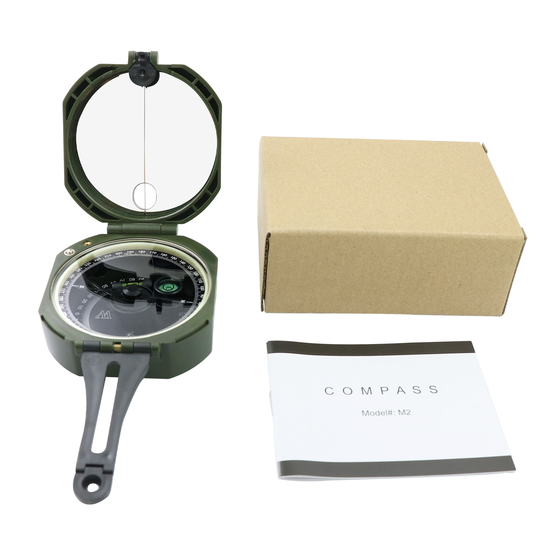 Venta caliente transfronteriza M2 multi-funcional del ejército americano verde multi-función brújula Norte aguja de alta precisión brújula geológica