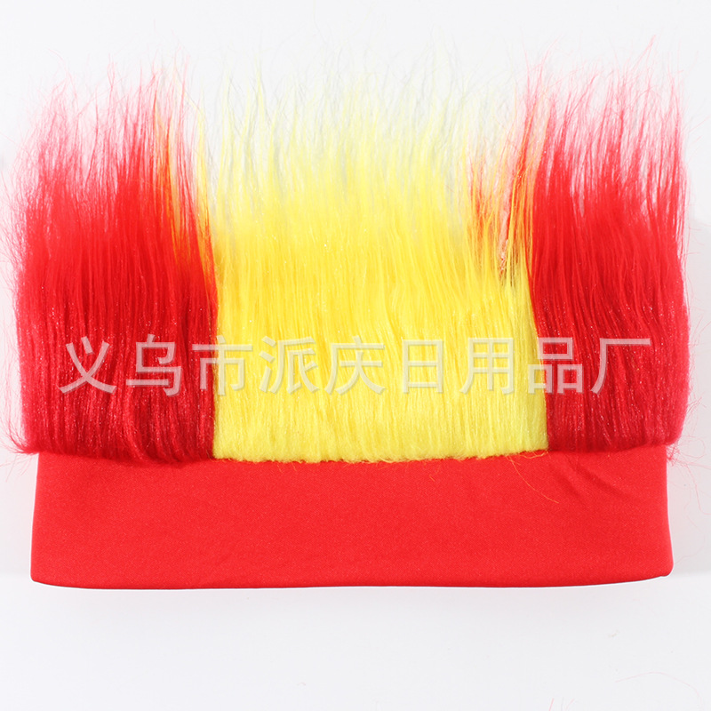 Transfronterizos para fanáticos de colores pelucas apoyos de la Copa del Mundo para adultos fuente especial fabricantes en stock al por mayor