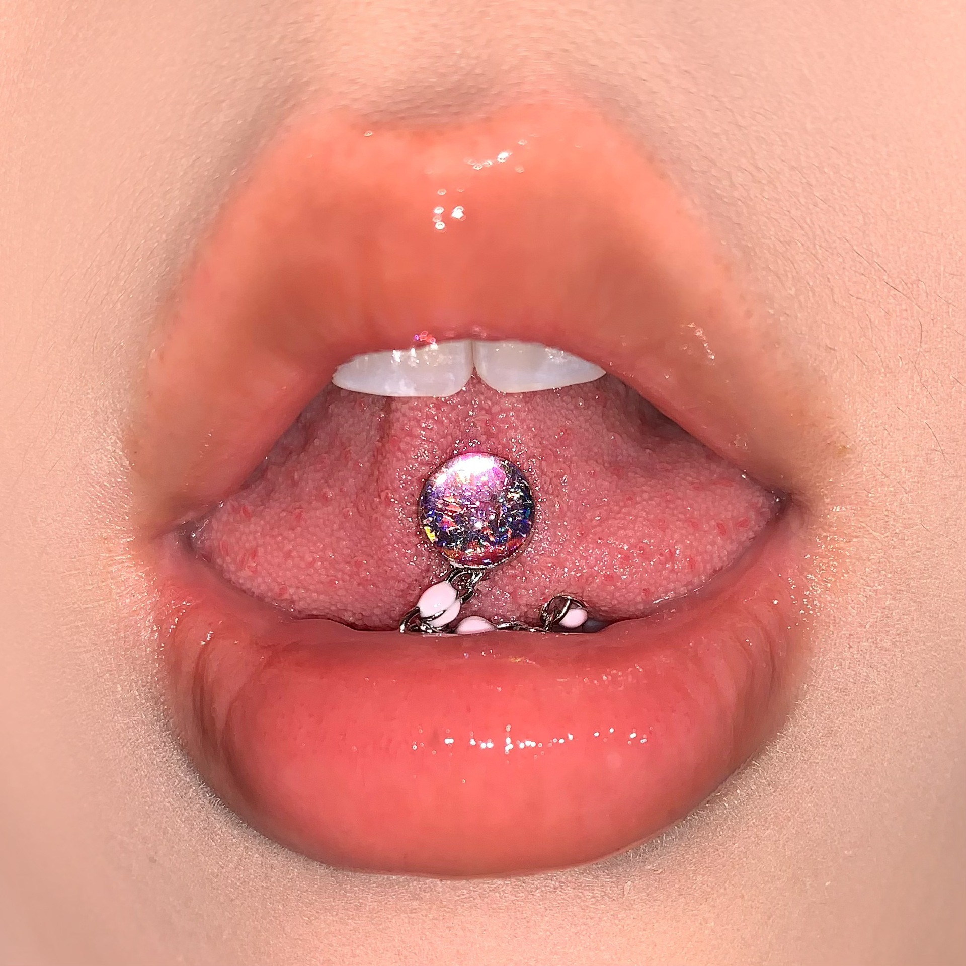 Labret stud lip piercing jewelry styling detail