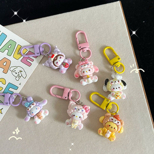 Dress-up Gull Sitting Doll Keychain Resin Girl Heart Student Schoolbag Pendant Girlfriend Gift Cartoon Hanging Ornaments