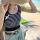 Black and White Striped Knitted Camisole Vest 2025 Spring and Summer New Women's Wear Sleeveless Base Top