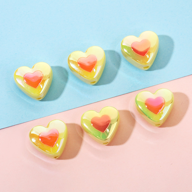 3g Weight Beads Jewelry Making Type DIY Jewelry Accessories Classification 1 Piece Quantity Acrylic Material Heart Shape Pattern Plating Design Simple Style Style 1 Piece Arylic Heart Shape DIY Jewelry Accessories Beads 4