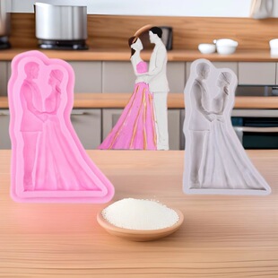 Newlywed Series Love Bride and Groom Wedding Silicone Mold Chocolate diy Fold Cake Baking Soft Pottery Mold