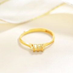 Gold-plated brass open small waist ring, Yunnan sand gold adjustable finger ring, simple temperament, factory direct supply