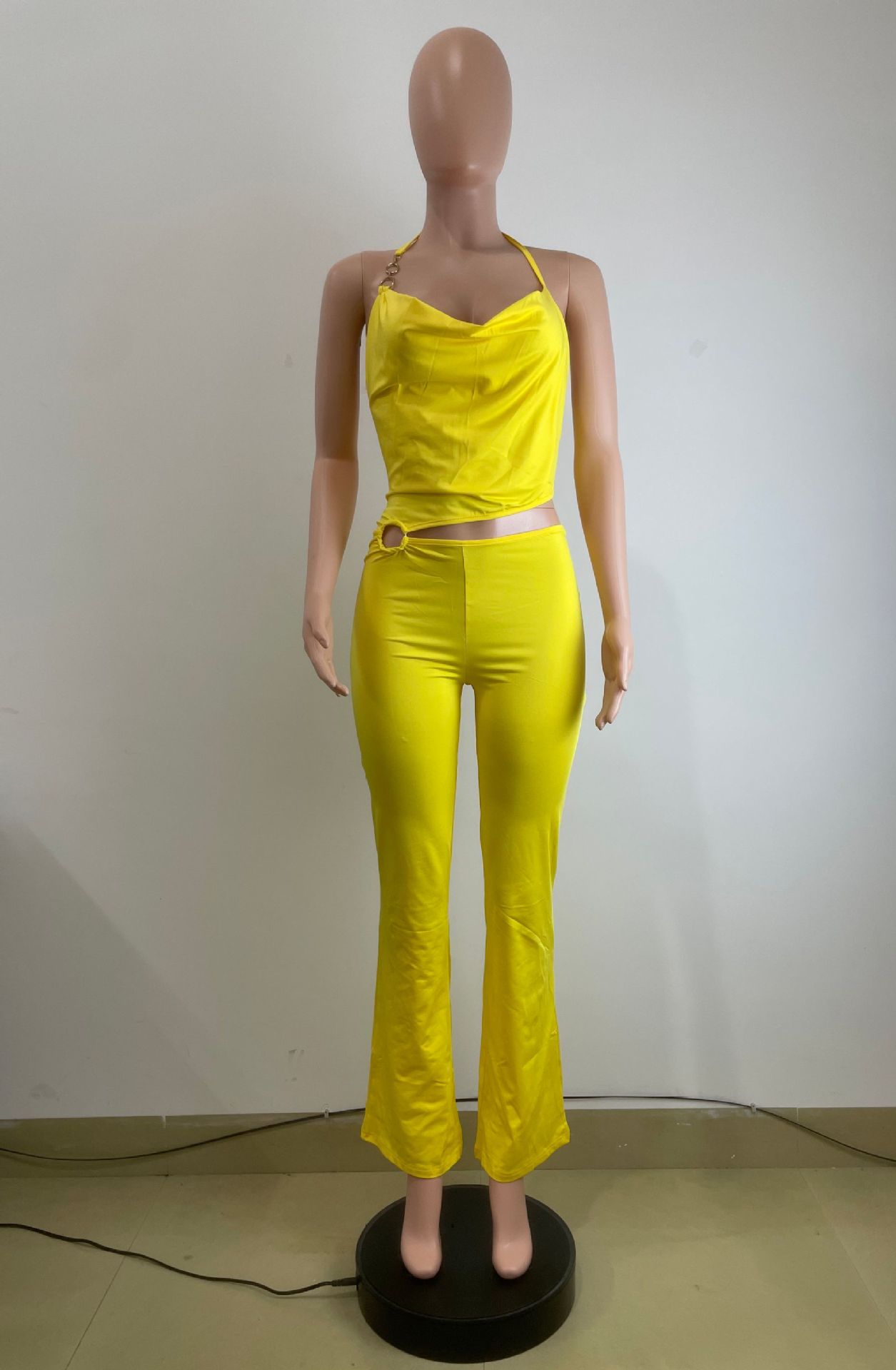 Women's Clothing Summer Halter Neck Jumpsuit Y6064 New European American Style Chic Hollow Out Suspender Vest For Women_ecoleips.com