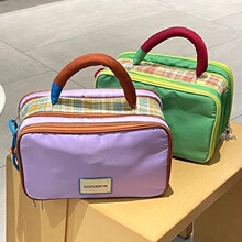 E 39720 Plaid Storage Makeup Bag ���ƻ�ױ�� ŷ���羳����ѷ��
