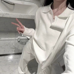 Alo Yoga欧美慵懒秋冬针织毛衣polo领套头阔腿裤瑜伽健身运动套装