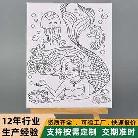 跨境热卖油画框印刷帆布画框绘画套装棉布亚麻diy画板图片定做