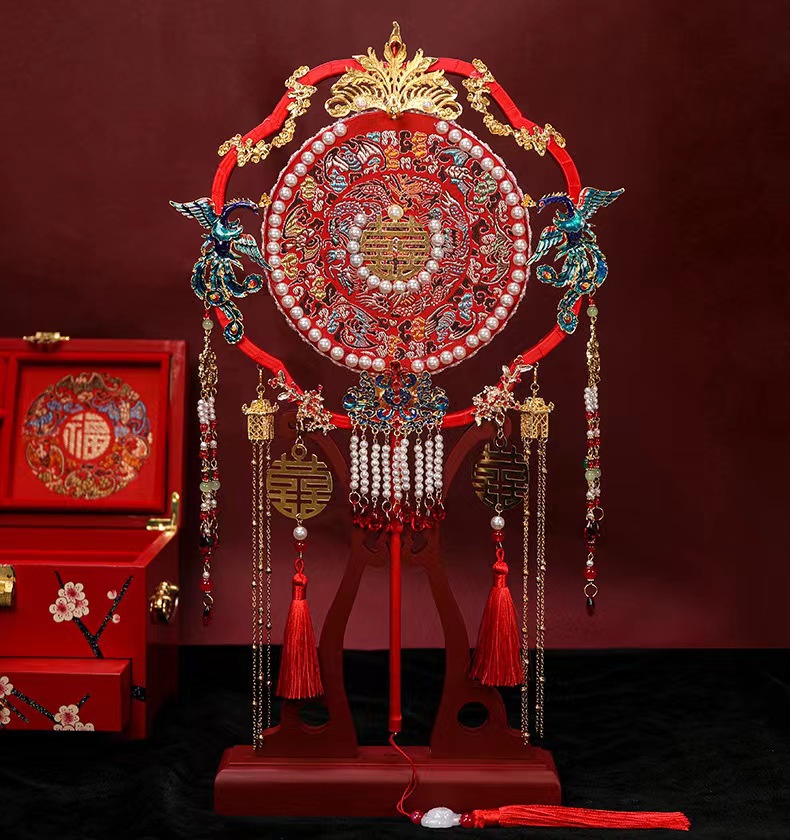 Tuanfan ancient style bride Xiuhe knot wedding Chinese Xiuhe dress fan Chinese style DIY