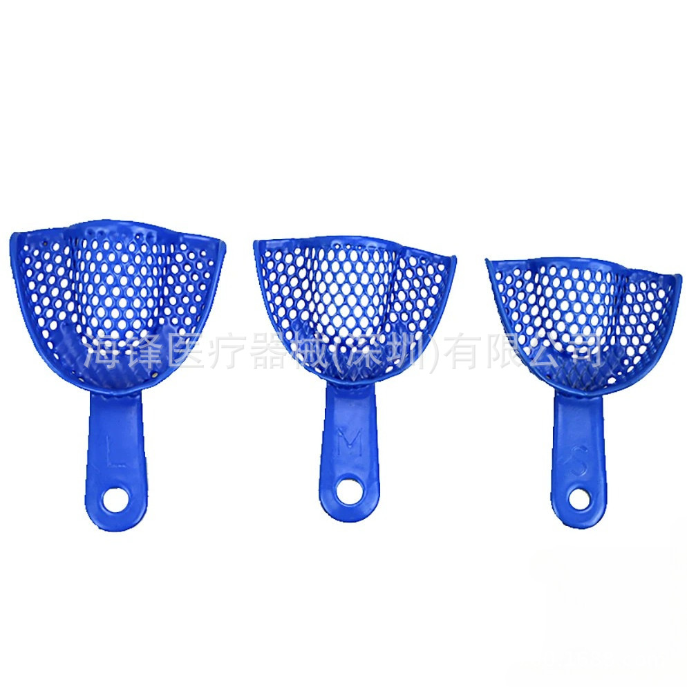Material dental plástico de acero soporte dental molde bandeja plástico azul modelo de película desechable dental de malla oral