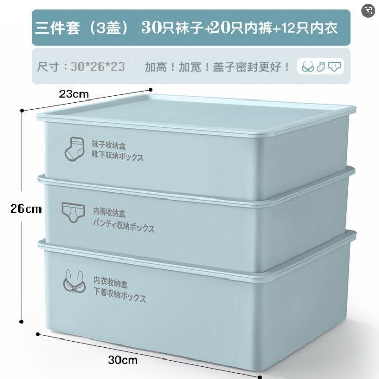内衣收纳盒加厚耐用放内裤袜子文胸分格整理箱宿舍收纳神器三合一|undefined