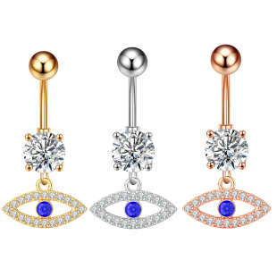 European and American eyes moon navel ring creative zircon umbilical buckle umbilical ring puncture jewelry