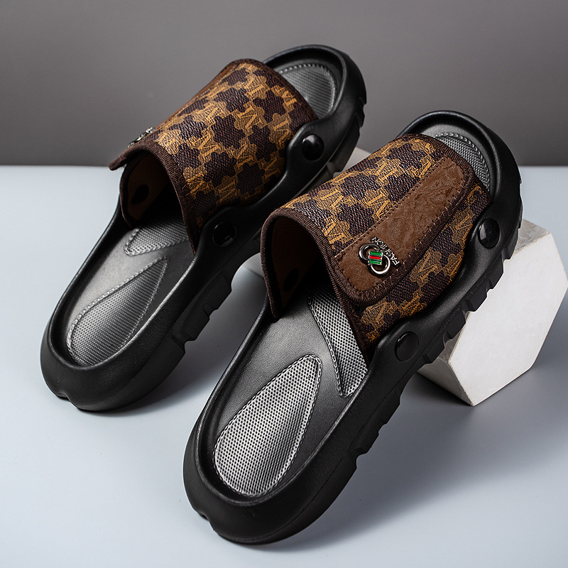 Ventas directas de fábrica nuevas chanclas de moda de suela gruesa al aire libre zapatos de hombre baño con velcro antideslizante zapatillas de hotel al por mayor