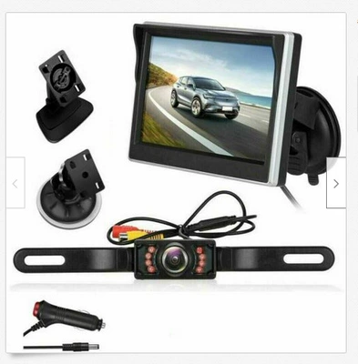 Adjustable External 4-Led Light Car display - 5inch-desktop-silver-edge-license-plate-holder-power-supply