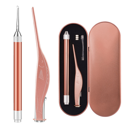 Wholesale ear picker, luminous ear scoop, baby ear pick, earwax tweezers tool set, ear picking with light