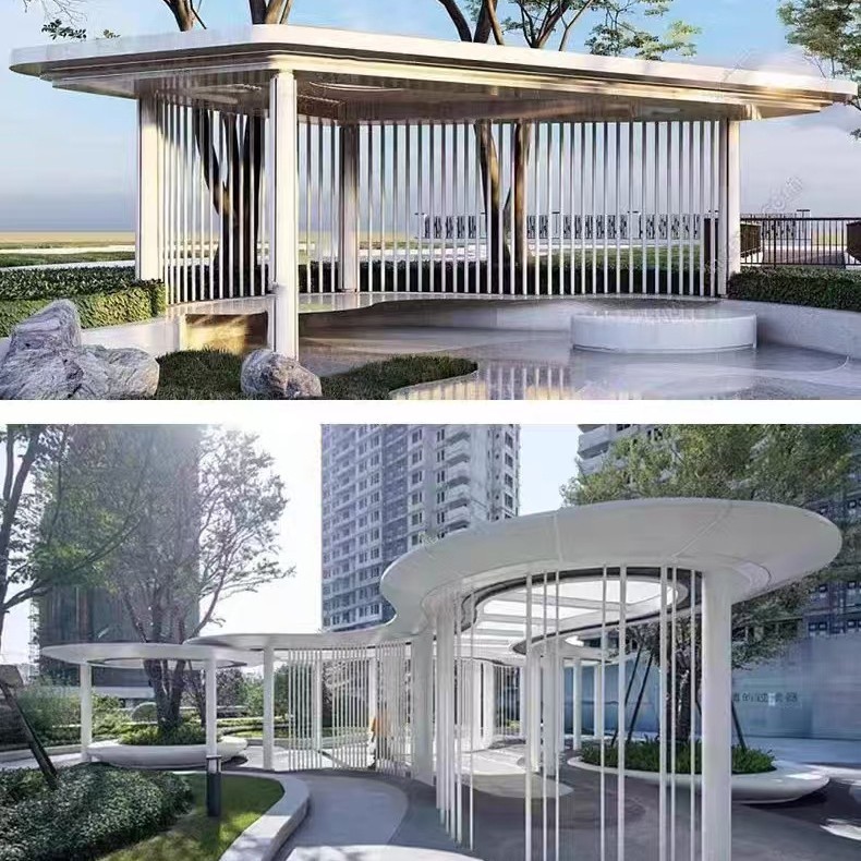 户外防腐木樟子松碳化木花架葡萄架凉亭护栏长廊架文化走廊