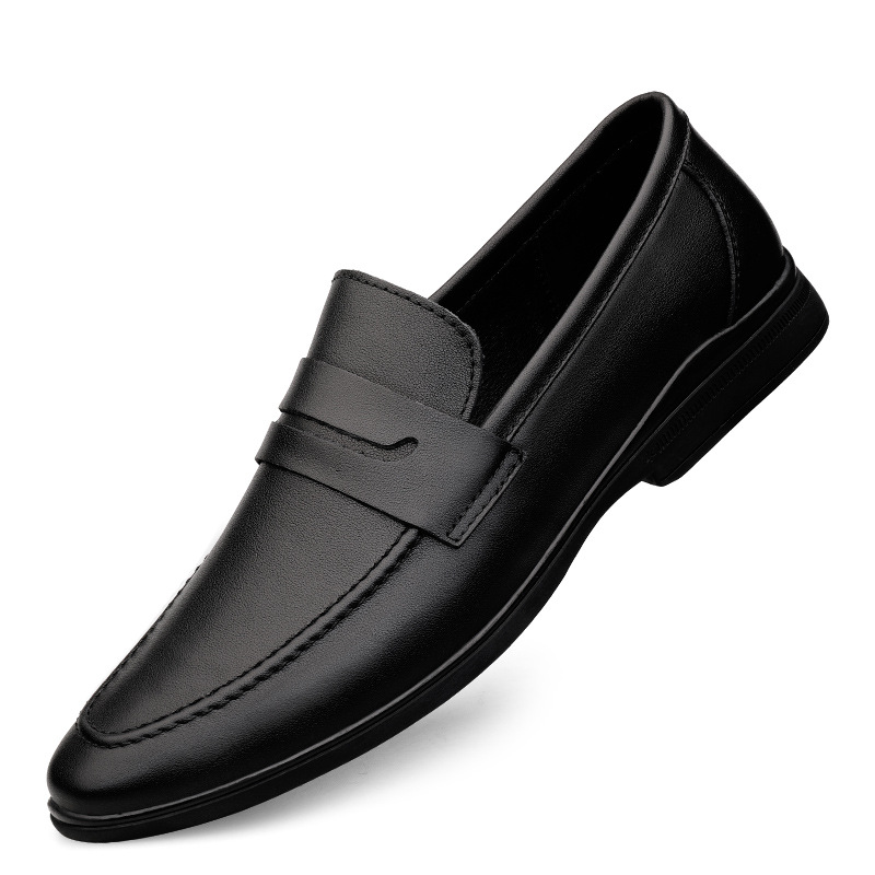 Suit British Leather Shoes Gentleman Casual Cowhide Top Layer Large Size Men's Breathable Business Dress Leather Shoes Bridegroom's Wedding Shoes