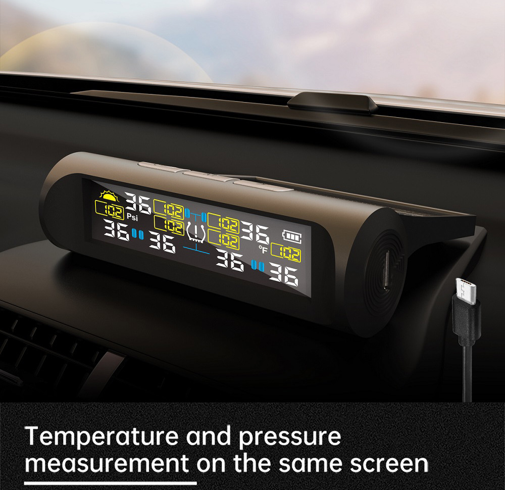 Ty01-6 Wheel-Mounted Tire Pressure Detector Solar-Powered Tire Pressure Monitoring High-Precision Wireless Rv Tire Pressure Tpms