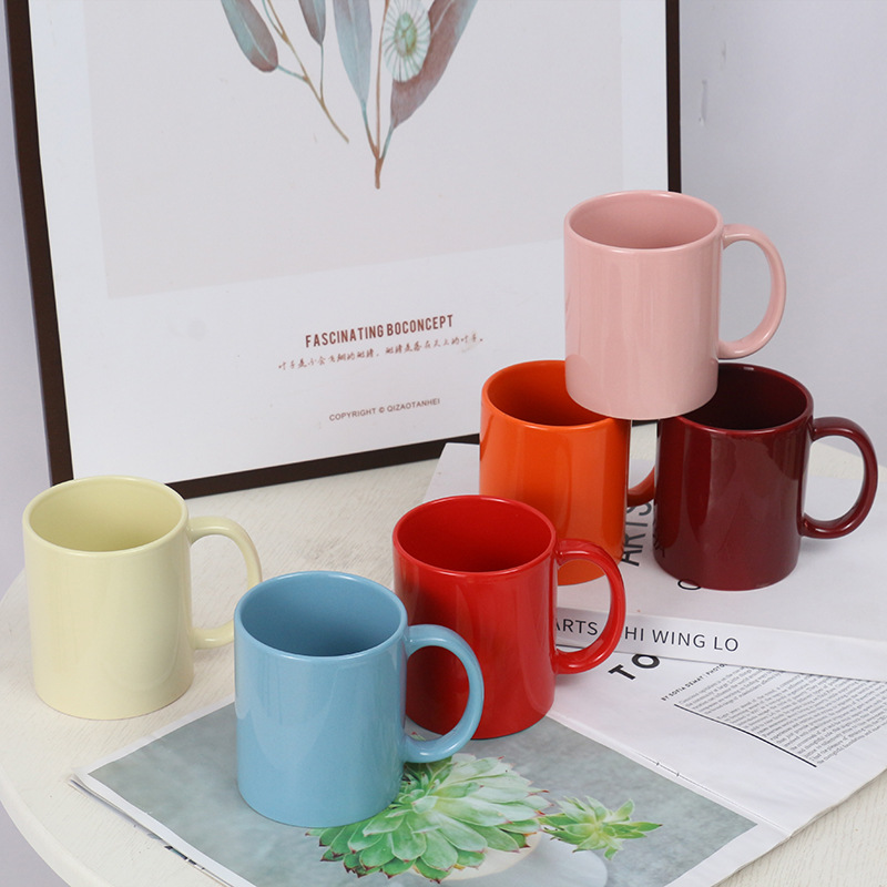 Manufacturers Wholesale Colorful Ceramic Mug Colorful Glaze Cup Printed LOGO Processing Creative Pattern Gift Milk Coffee Cup