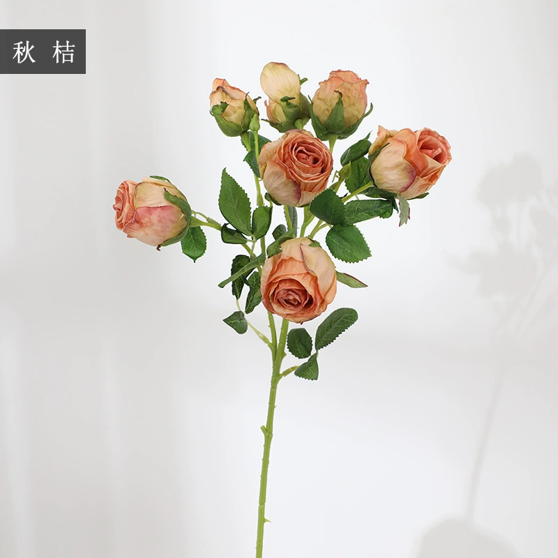Симулированные цветы 7 голов под burnt roses, черное слива джем букетов свадебная декорация ландшафтная фотография композиция реквизит фальшивые цветы