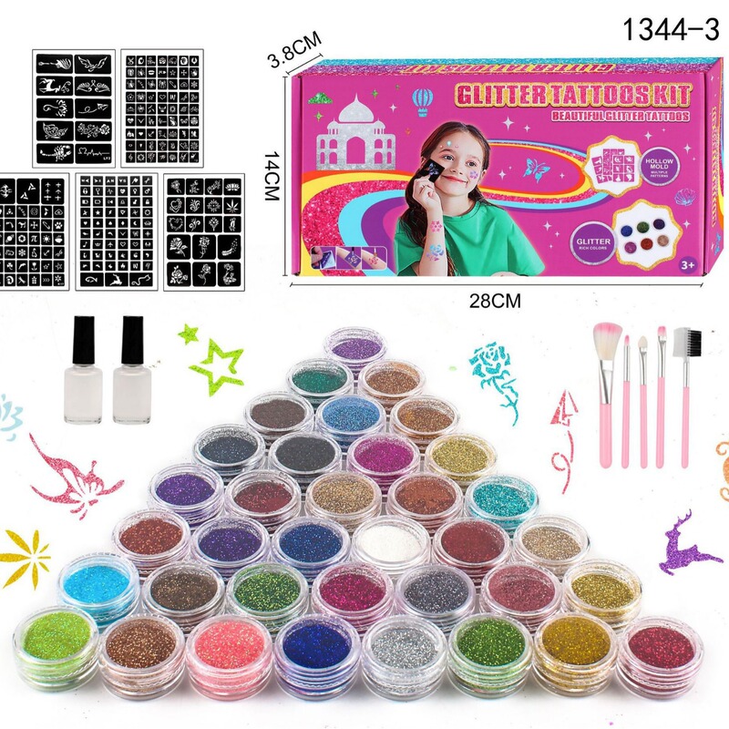 Amazon new 36 color tattoo glitter powder Children DIY tattoo suit party stage shiny makeup temporary tattoo Amazon new 36 color tattoo glitter powder Children DIY tattoo suit party stage shiny makeup temporary tattoo