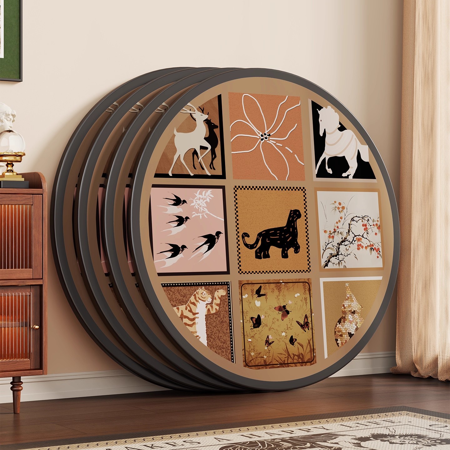 Round Tabletop Separate Coffee Table Small Round Tabletop Table Panel Dining Table Panel Wooden Pallet Cover Household Round Wooden Board