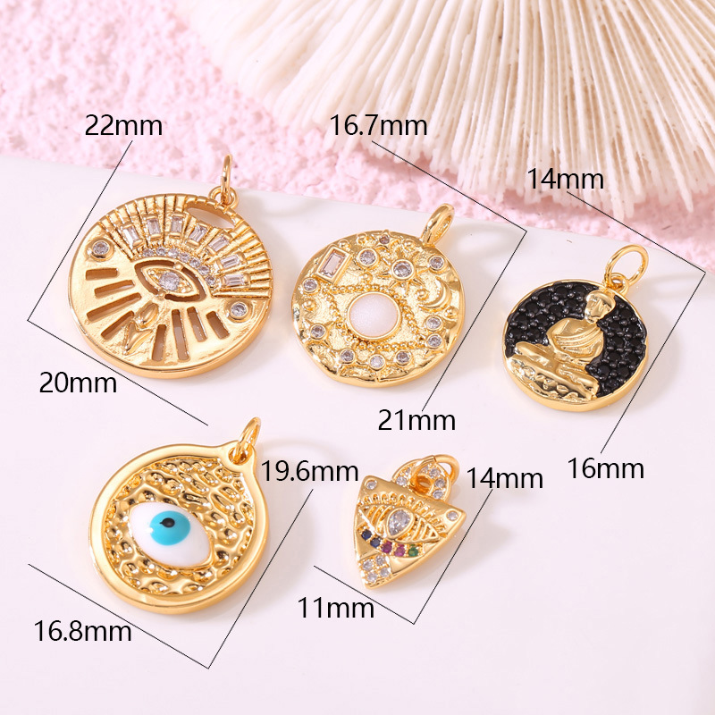 4g Weight Pendant Jewelry Making Type 1 Piece Copper Zircon Round Devil's Eye Pendant