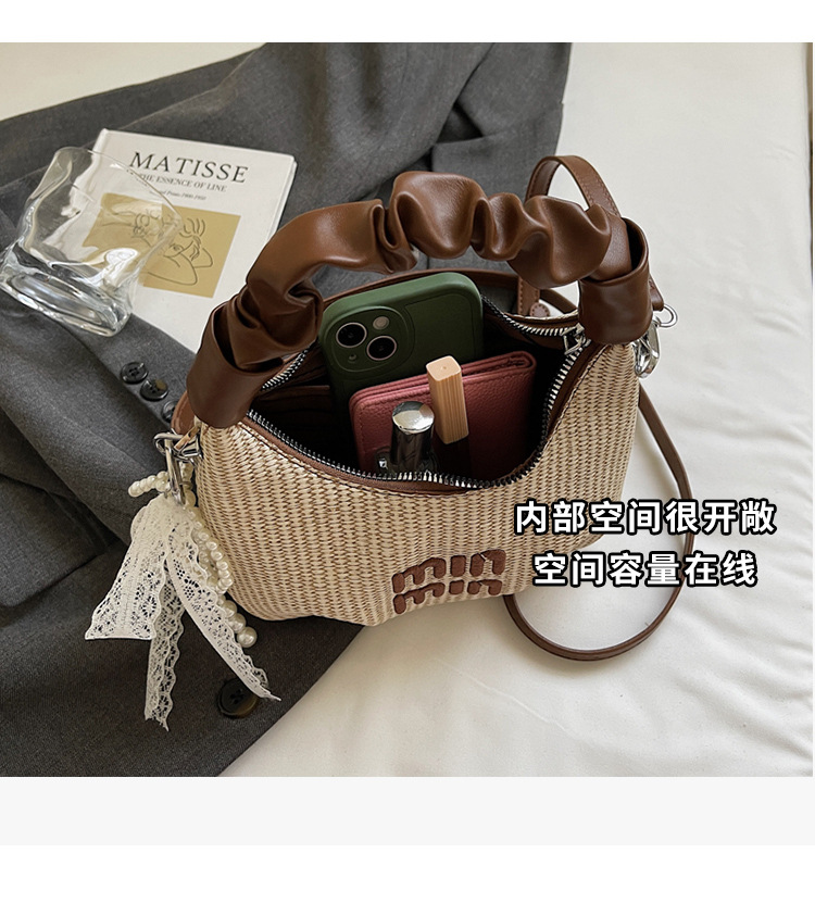 2025 Pleated handbag for Women's summer, a new niche design, trendy and fashionable, versatile woven single-shoulder crossbody bag undefined