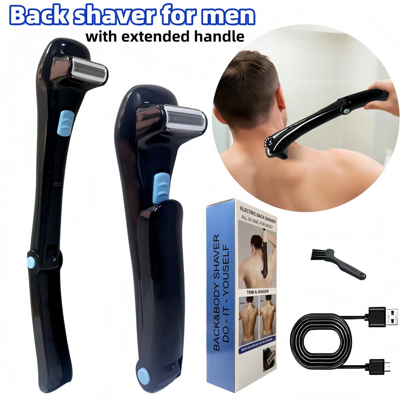 Cross-border back shaver with foldable handle, rechargeable men's back shaver, retractable shaver