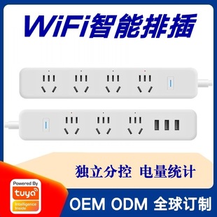 Graffiti scheme voice control plug Home Office fish tank Smart Plug national standard 6-hole Wifi smart socket