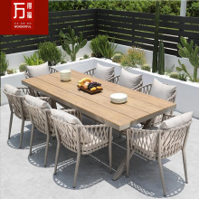 高端户外桌椅庭院花园露台防腐木桌防水防晒室外简约休闲桌椅组合