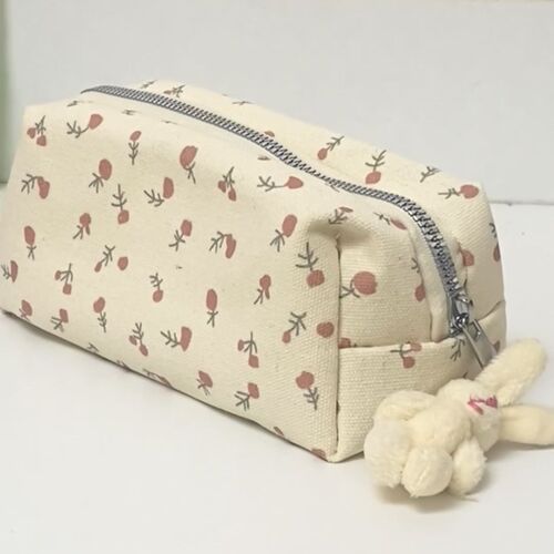 Xiaohongshu Style Ins Creamy Small Flower Pen Bag High-Quality Large Capacity Storage Bag Stationery Bag Creative Student