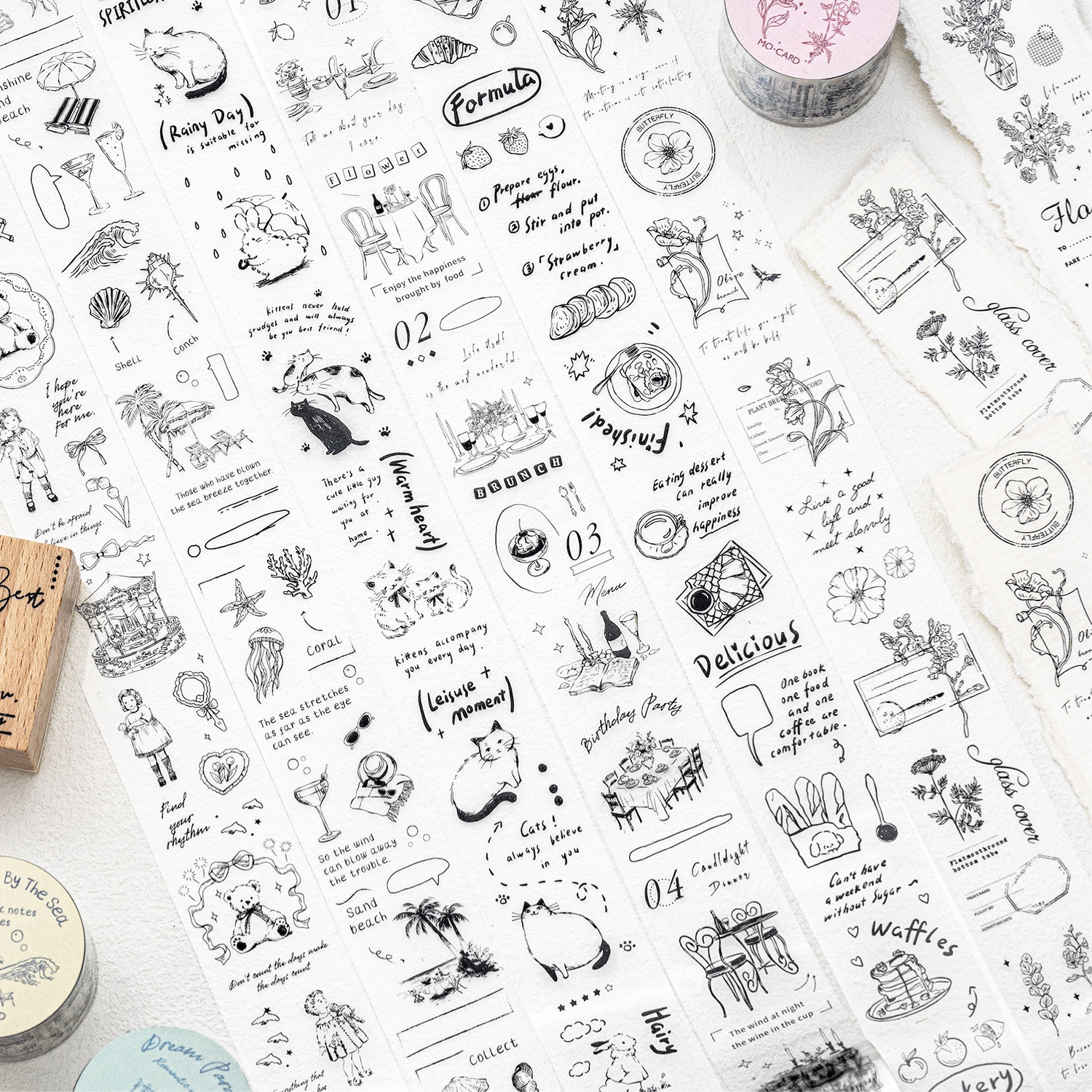 Cinta de cuenta manual Mo Mo PET Notas románticas Material simple retro ligero Material de cuenta manual de bricolaje Collage decorativo