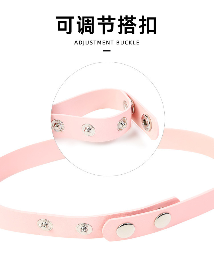 Silicone SM Collar with Leash, Black-Red Adult Bondage Accessory for Couples — detail image 2