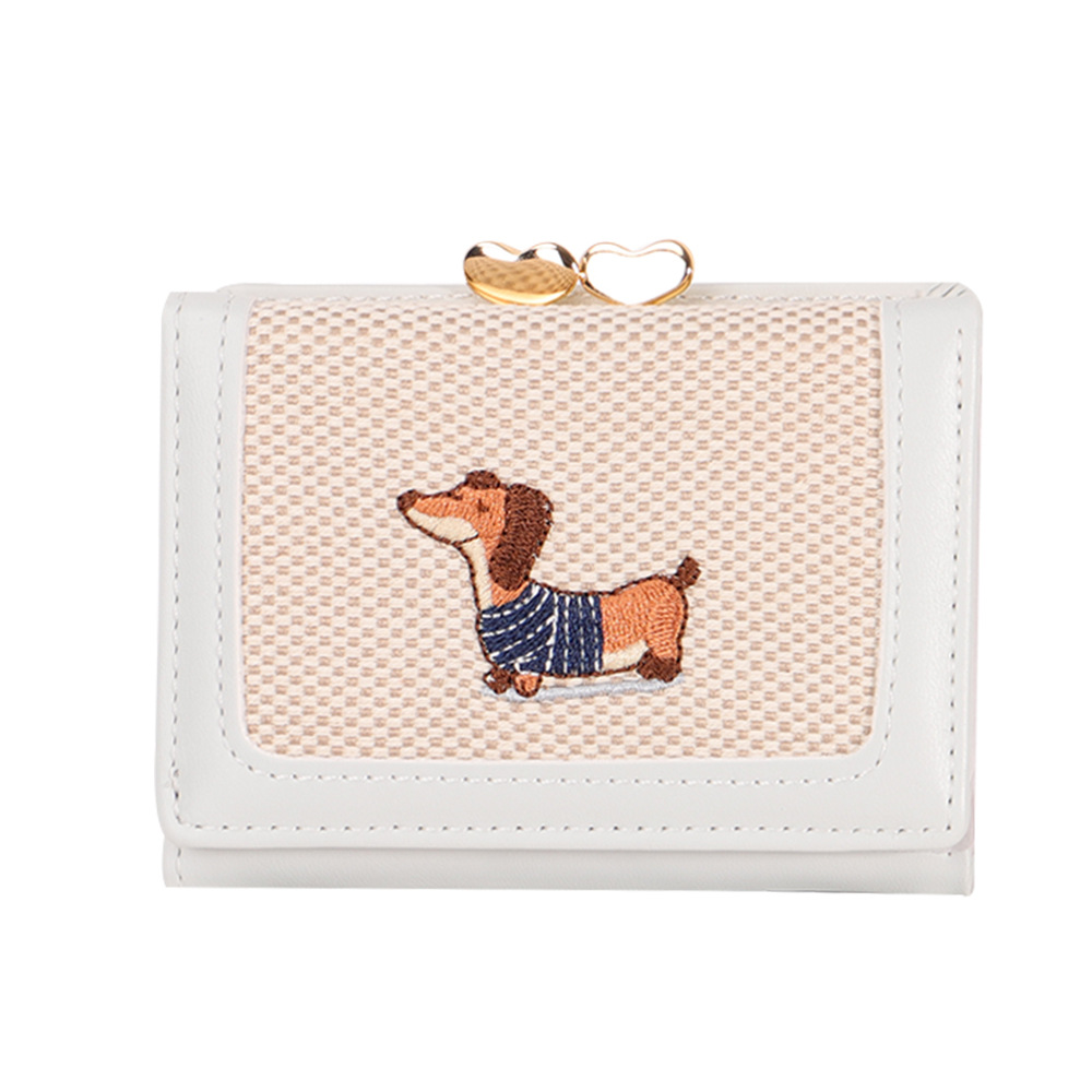 Cartera plegable de dibujos animados lindo transfronterizo, bowknot, bolso de tarjeta Macron, billetera de cuero PU de una pieza, billetera de mujer personalizada