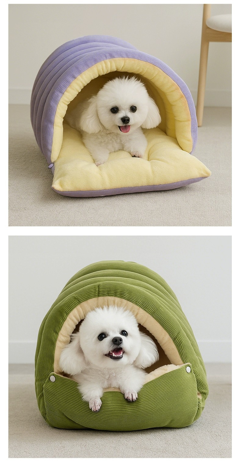 Enclosed Pet Sleeping Bed For Cats And Small Dogs Winter Warm_voghion.com
