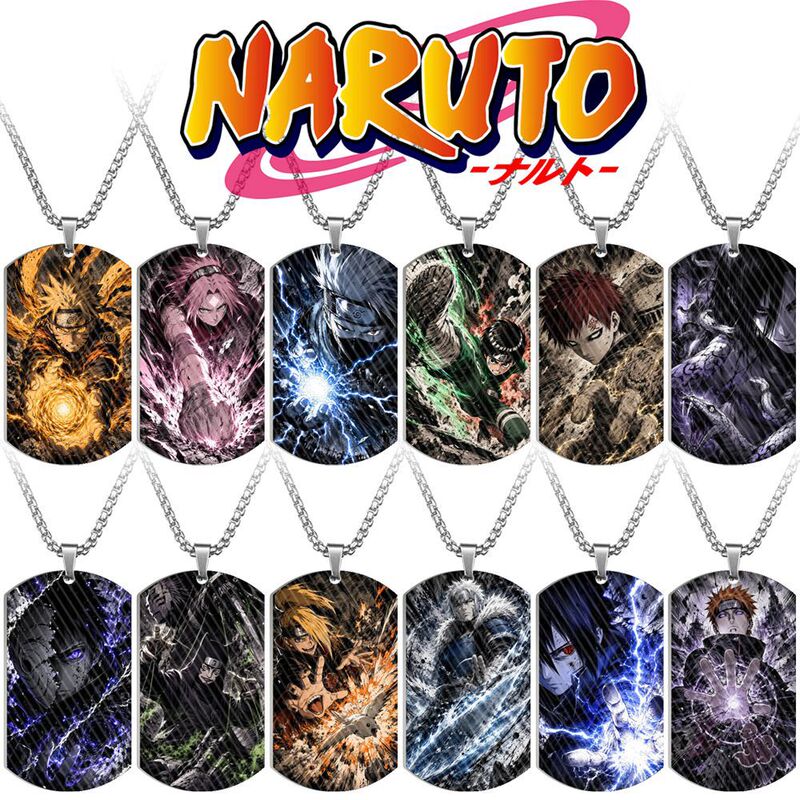 Cross-Border Hot-Selling Products: Naruto Stainless Steel Necklace Pendant, Naruto and Sasuke Titanium Steel Military Tag Sweater Chain