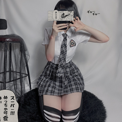 Large size sexy underwear Japanese style pure desire campus style student uniform temptation jk plaid skirt role play suit 3025