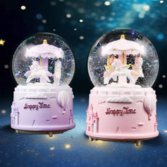 クリエイティブピンクカルーセルクリスタルボール樹脂クラフト装飾装飾品オルゴール誕生日中国のバレンタインデーギフト女の子のため