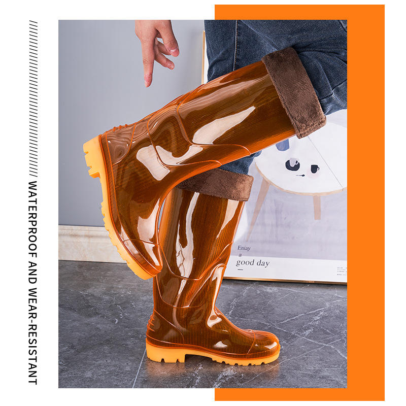 Without Lining Fisherman Quick-Dry Kitchen Rain Boots Men High Tube Labor Protection Rubber Odor-Resistant Non-Slip_voghion.com