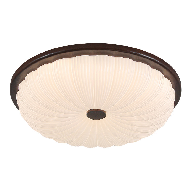 Luz de dormitorio medieval retro lámpara de techo protector de ojos nuez redonda estilo americano nuevo estilo chino dormitorio principal estudio lámpara Zhongshan