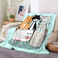 卡通可爱猫咪毛毯超软抱毯便携式盖毯旅行毯野餐毯跨境亚马逊直销