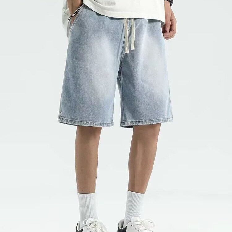 Pantalones cortos deportivos de verano, pantalones de moda masculinos sueltos, pantalones medianos de tamaño grande, estilo americano, pantalones casuales de color sólido, versátiles.
