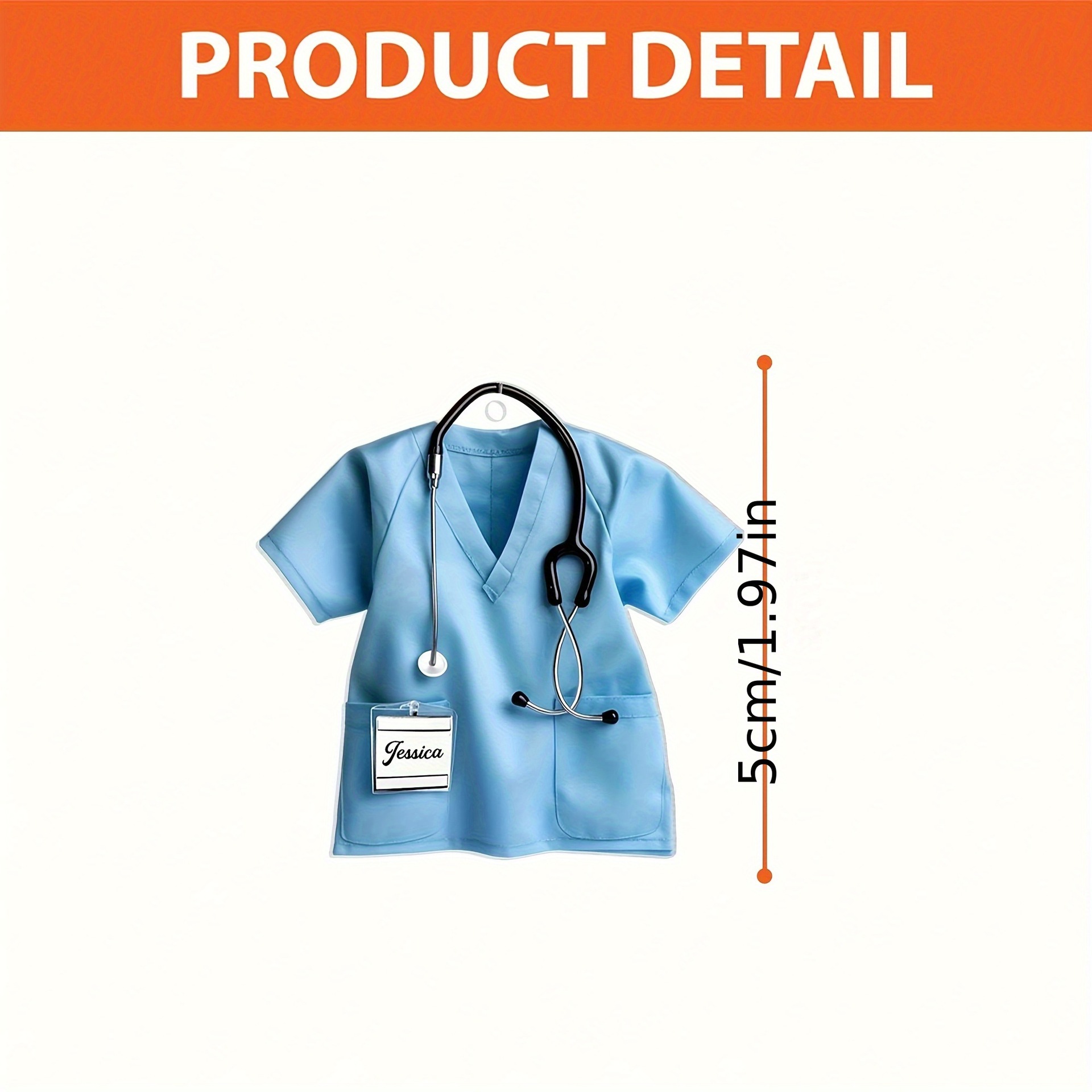 2D平面个性化护士钥匙扣听诊器造型坚固链条设计圣诞节礼物