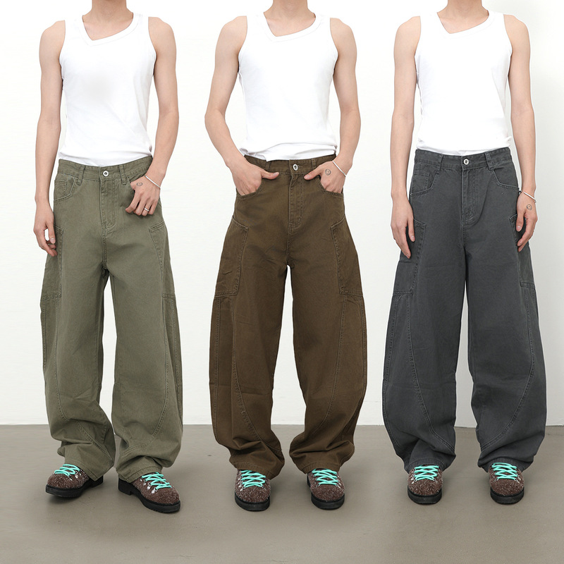 Nirben Denim | New American Retro Casual Pants Multi-Pocket Workwear Loose Machete Pants Men's Trousers