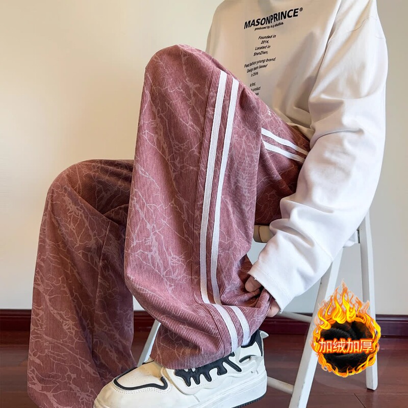 American Style Retro Tie-Dye Corduroy Pants Men's 2025 New Winter Fashionable Brand Loose Casual Pants Straight-Leg Wide-Leg Pants